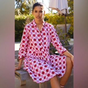 Ro's Garden Deauville Cover-Up Dress Anthropologie Red Pink‎